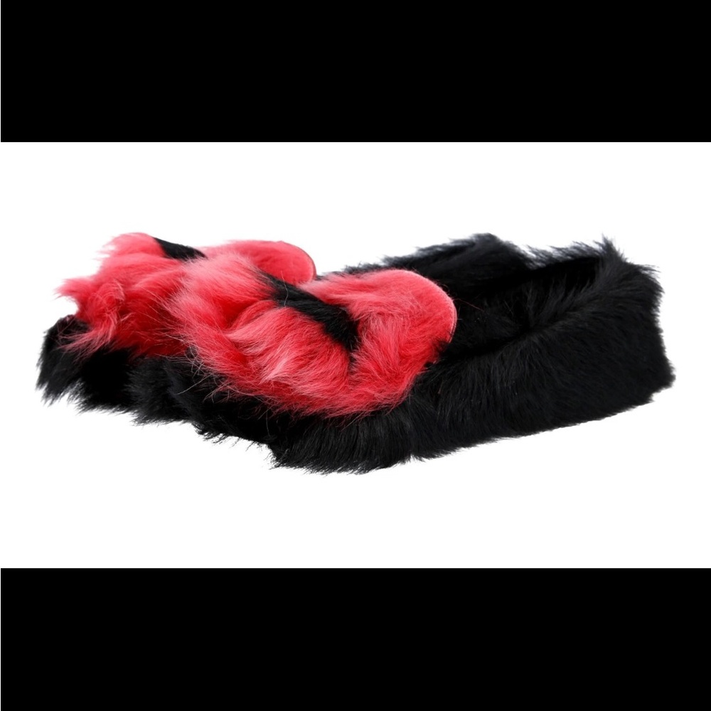 Prada Black and Red Faux Fur Hairband